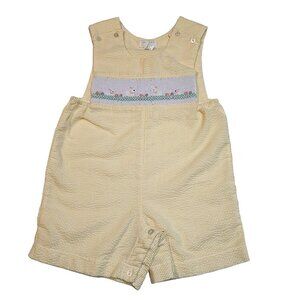 Sir John boutique jon jon boy 18 months yellow smocked gingham Easter bunny vtg